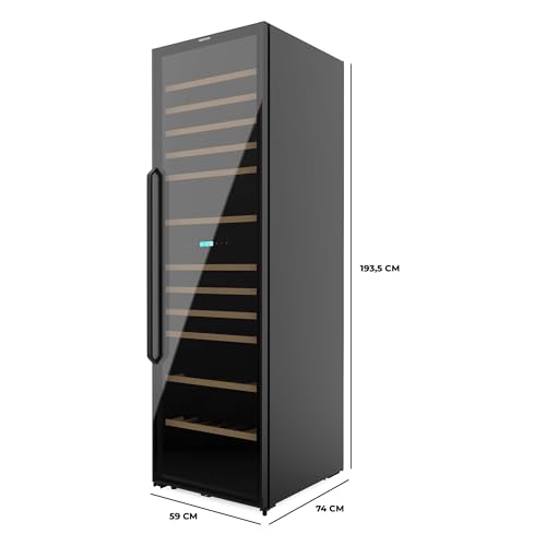 Cecotec Vinoteca 176 Botellas Bolero GrandSommelier Duo 176000 Black. Temperatura Dual, Protección UV, Alarma Temperatura, Filtro Carbón, Puerta Reversible, LED, Compresor Eficiente