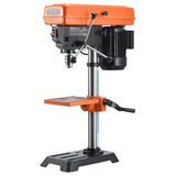 VEVOR Taladro de Banco de 254 mm de velocidad Ajustable de 510/780/1300/1820/2430 RPM con Motor de Inducción de 6,2 A, Mesa Inclinable de 0 a 45°, Luz de Trabajo LED, Taladro para Madera y Metal