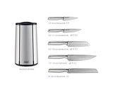 Joseph Joseph Elevate, Set de cuchillos con taco en acero inoxidable, Juego de 5 piezas con bloque giratorio, cuchillos en acero inoxidable japones, antihuellas y base antideslizante