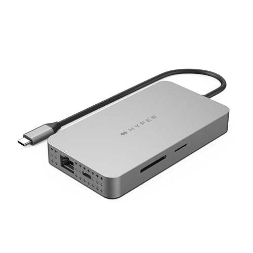 Hyper HDM1H-GL Hub USB-C HyperDrive Dual 4K HDMI 10 en 1 para MacBooks M1/M2 con 10 Puertos Esenciales - Plata