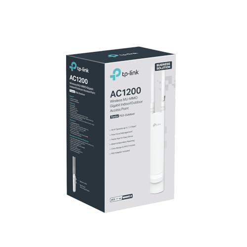 TP-Link Festa F52-Outdoor | Punto de Acceso WiFi 5 AC1200 | IP65 a Prueba de Agua, Ideal para Exteriores, 1× Puerto Gigabit, Gestión centralizada en la Nube Gratuita, Configuración y Uso fáciles.