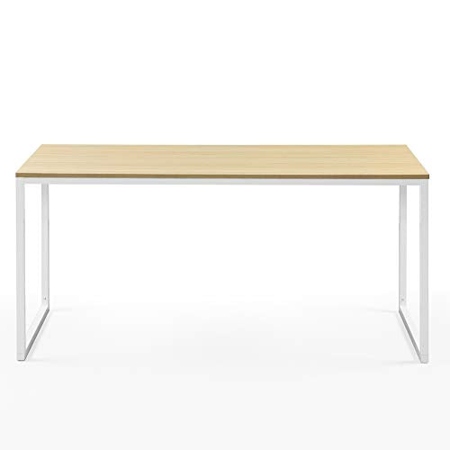 Zinus Jennifer Mesa de escritorio 160x61x74 cm - Mesa de estudio moderna de metal y madera - Mesa de ordenador - Marrón y blanco