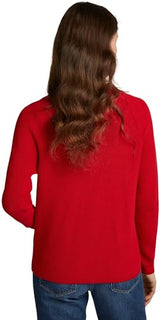 Tommy Hilfiger Jersey Mujer Cardi Fine Cuello de Pico, Rojo (Primary Red), S