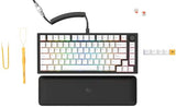 Glorious Gaming GMMK PRO 75% - Teclado gaming mecánico modular, TKL, carcasa de 1,5 kg, personalizable, cable espiral, reposamuñecas, keycaps blancas, RGB, distribuciones QWERTY español - Negro