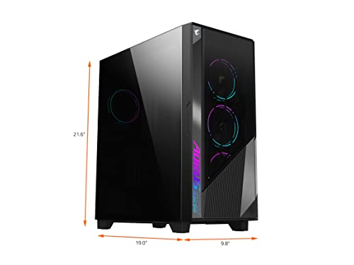 AORUS C500 Glass - Carcasa Negra para Juegos de PC de Torre Media, Vidrio Templado, USB Tipo C, 4 Ventiladores ARBG incluidos (GB-AC500G ST)
