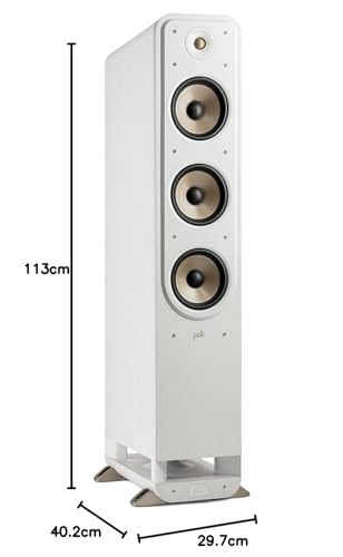 POLK AUDIO Signature Elite ES60 - Altavoz de Suelo HiFi de Alta resolución para Cine en casa, Certificado de Alta resolución, Compatible con Dolby Atmos y DTS:X (PC), Color Blanco