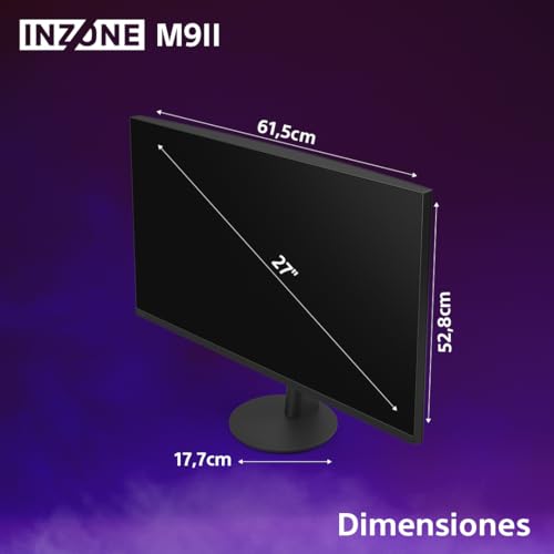 Sony INZONE M9II Monitor Gaming, 27 Pulgadas, 4K Ultra HD: Resolución 2160p, Frecuencia actualización 160 Hz, 1 ms GTG, Espectro DCI-P3 95%, Full Array LED, G-Sync, Adaptive Sync, VRR, Negro