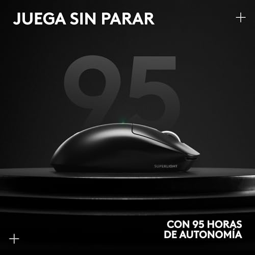Logitech G PRO X SUPERLIGHT 2, Ratón inalámbrico para gamingratón Pro-Grade de 60 g con 5 botones programables, sensor de 44 000 DPI, velocidad de respuesta de 8 kHz, carga USB-C para PC/Mac - Negro