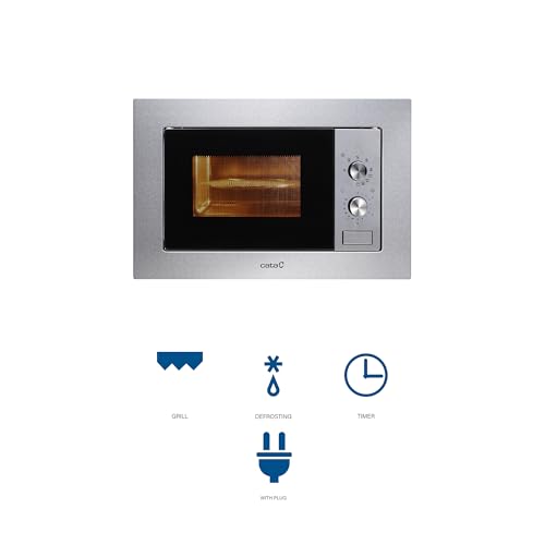 CATA 20 MC IX 20L 800W Acero Inoxidable-Microondas (Integrado, 20 L, 800 W, Giratorio, 100 W), 20 litros, Vidrio