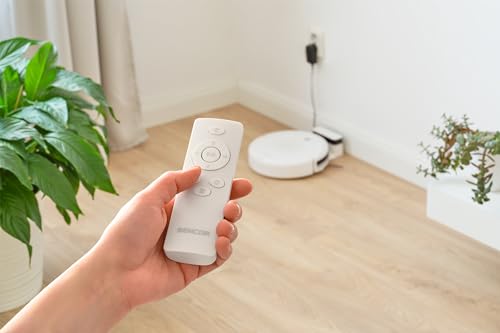 SENCOR Robot Aspirador y fregasuelos SRV 1550WH - Robot Aspirador Ultra Silencioso y Compacto, Navegación Inteligente con Tecnología Smart Room y Función Mop, Ideal para Pelos de Mascotas