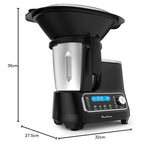 Moulinex HF456810, ClickChef Cocina multifunción compacta, 1400 W, 5 Programas, 32 Funciones, Báscula de cocina integrada, Olla a vapor, Batidora, Color Negro, 3.6 L