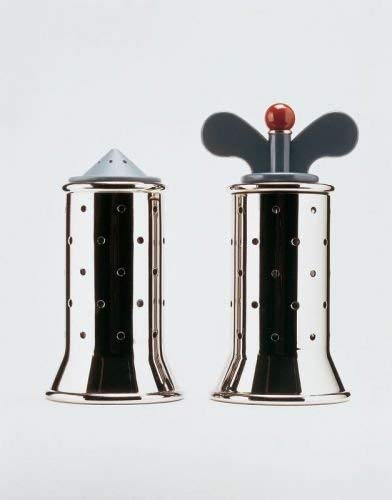 ALESSI 9098 B Molinillo de Pimienta de Diseño con Aletas, Acero Inoxidable y Resina Termoplástica, Negro