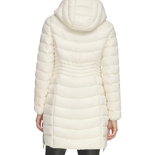 DKNY Cremallera Frontal Plegable Tampón, Blanco, XS para Mujer