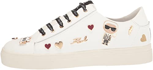 KARL LAGERFELD Cate Pins Lace Up Platform Sneaker, Zapatillas Mujer, Blanco Brillante, 38 EU
