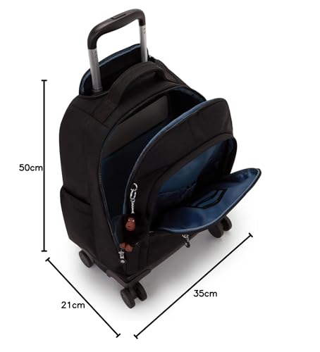 Kipling New Zea Mochila Grande con Ruedas, True Black (Negro)