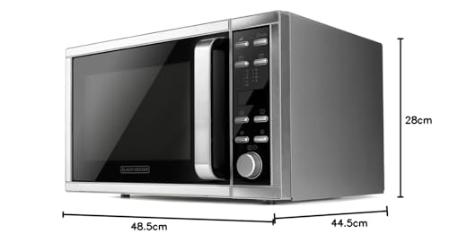 BLACK+DECKER BXMY901E - Microondas con grill y convección, 25L, 900W potencia, 1000W grill, 5 potencias, función descongelar, auto-menú con 9 recetas, temporizador 95 min, 2 funciones combinadas