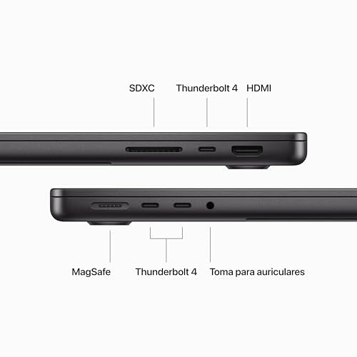 Apple 2023 MacBook Pro Portátil con Chip M3 Pro: CPU de 11 núcleos, GPU de 14 núcleos, Pantalla Liquid Retina XDR de 14,2 Pulgadas, 18 GB de Memoria unificada, 512 GB de SSD, Negro Espacial