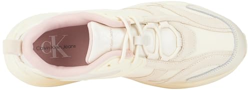 Calvin Klein Chunky Sole Sneaker Mujer Retro Tennis Low Top, Beige (Creamy White/Peach Whip), 40