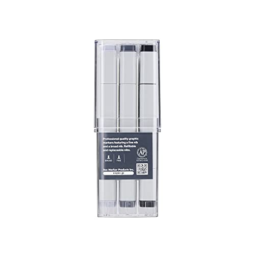 Copic Marker Set - Paquete de 12 rotuladores permanentes (tinta negro), blanco