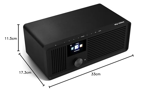 sky vision Dab 70 IR GB – Radio por Internet estéreo Dab+ (FM FM, WiFi, con Conector AUX Plus Cable, Radio Digital, Despertador con Mando a Distancia), Color Negro