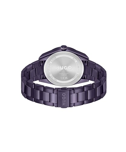 HUGO Reloj Analógico de Cuarzo Multifunción para Mujer Colección #Fast FOR Her con Correa de Acero Inoxidable Púrpura - 1540170