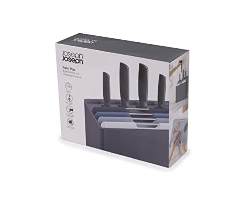 Joseph Joseph Folio Plus, Juego de 8 piezas, Cuchillos y Tablas de Cortar con estuche, Grafito