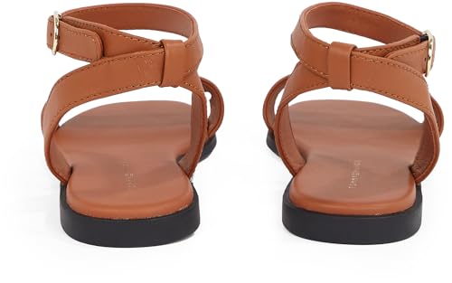 Tommy Hilfiger Sandalias Mujer Ankle Strap de piel, Marrón (Cinnamon Bark), 40