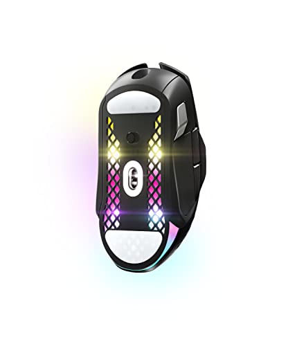 SteelSeries Aerox 5 Wireless - Ratón gaming perforado RGB - Diseño ultraligero resistente al agua - 9 botones - Bluetooth/2,4 GHz - Sensor óptico TrueMove Air 18K DPI