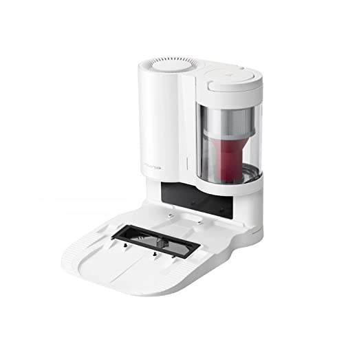 roborock S7 + Estación de Vaciado Automático, Aspiradora Robot Succión HyperForce Mopa Auto-Elevable Agua 300ml y Polvo 470ml, 5200mAh, Blanco, R100011