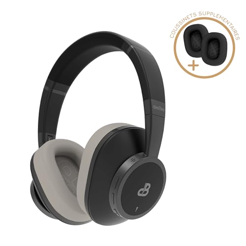 DeeBee dB-Pulse-BLG Auriculares Inalámbricos Supraaurales, Almohadillas Beige Intercambiables, Negro