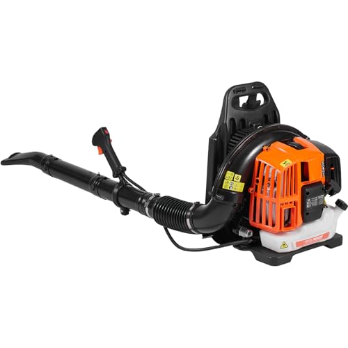 VEVOR Soplador de Hojas de Gas 52 CC Soplador de Nieve de Mochila 2 Tiempos con Tanque de Combustible 1,37 L Volumen de Aire de 480 CFM para Cuidado del Césped, Limpieza de Hojas, Eliminación de Nieve