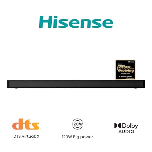 Hisense HS205G - Barra de Sonido 2.0, 120W, Dolby Audio, DTS Virtual X, Bluetooth, HDMI ARC/Optical/AUX/USB, 4 Modos de Sonido