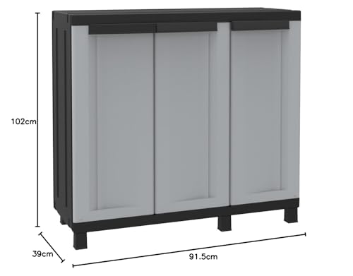 Terry, Twist Black 102b, Armario Multifunción 3 Puertas con 2 Compartimentos separados. 102x39x91,5 cm