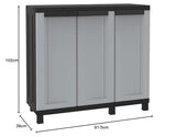 Terry, Twist Black 102b, Armario Multifunción 3 Puertas con 2 Compartimentos separados. 102x39x91,5 cm