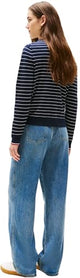 Tommy Hilfiger Cárdigan Jersey Stitch Cardigan elegante, Multicolor (Dark Night Navy/ Ivory Silk Stp Gs), L