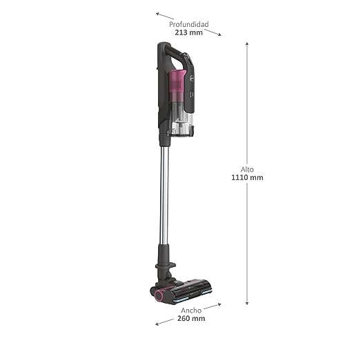 Hoover HF9 Home HF920H, Aspiradora Escoba sin Cable, sin Bolsa, 3 en 1, Escoba, de Mano y Vertical, Cepillo Antienredos, Autonomía 60 min, Color Gris/Rosa