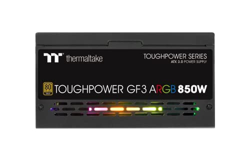 Thermaltake Toughpower GF 3 ARGB 850W | PC ATX 3.0 Power Supply | PCIe Gen 5.0 | 80-Plus-Gold | Fully Modular | Quiet 140 Fan | EU Certified | Black