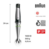 Braun Hogar Batidora de mano, 4 accesorios (minipicadora 350 ml, batIdora de vaso 1.25 L, varillas, vaso medidor 600 ml), velocidad automática, tecnología Active Blade, Negro, 7045, 4 Accesorios