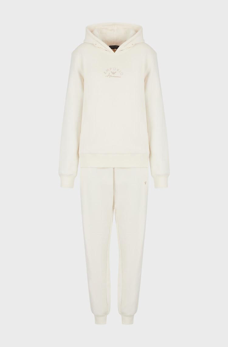 Emporio Armani Chenille Loungewear Zip Tracksuit Sweatshirt, Yogur, XL para Mujer