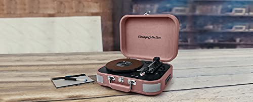 Muse MT-201 BTP - Giradiscos Muse Tres velocidades, Bluetooth, USB y Lector de Tarjetas SD, Rosa