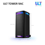 Sony ULT Tower 9AC, Altavoz Bluetooth definitivo para Fiestas, alimentación de Red, 2 Modos ULT Power Sound, Altavoz X-Balanced, iluminación y Sonido 360, entradas de Karaoke, Negro