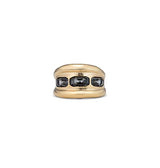 UNO de 50 Anillo De Aleación De Metales Bañado En Oro De 18K Con Cristal Facetado Gris