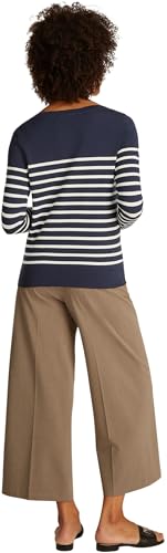 Tommy Hilfiger Jersey de Punto para Mujer, Multicolor (Dark Night Navy/Ivory Petal STP), L