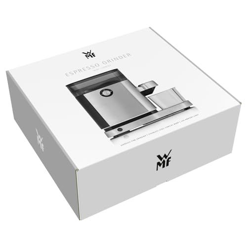 WMF Lumero - Molinillo de café espresso eléctrico, 150 W, botones táctiles LED, 40 grados de molienda, contenedor de harina de café, acero inoxidable Cromargan mate