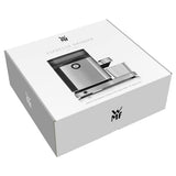 WMF Lumero - Molinillo de café espresso eléctrico, 150 W, botones táctiles LED, 40 grados de molienda, contenedor de harina de café, acero inoxidable Cromargan mate