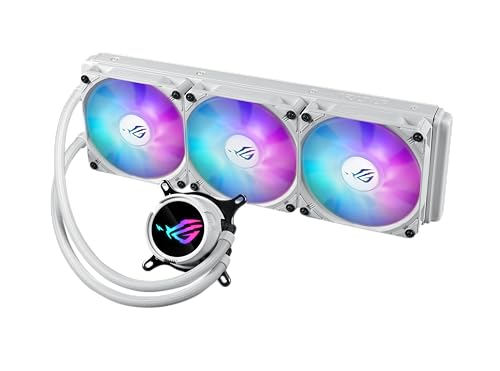 ROG Strix LC III 360 ARGB White Edition - Refrigeración líquida AiO Todo en uno con Bloque de Agua Giratorio 360°, Bomba Gen7 v2 de Asetek, Ventiladores ROG ARGB e iluminación Aura Personalizada