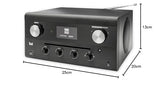 Radio híbrido de diseño 74988 • CD, USB, MP3, DAB+ radio, entrada auxiliar, radio FM, streaming de música, Spotify, AmazonMusic, sistema estéreo, pantalla OLED, HIFI, conector para auriculares, negro,