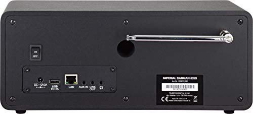 Imperial DABMAN i200 Internet/Dab+ Radio (Sonido estéreo, Radio por Internet/Dab+/Dab/FM, WiFi, LAN, Entrada Auxiliar, Salida de línea, Salida de Auriculares, Spotify) Negro, 32 x 13,5 x 11 cm