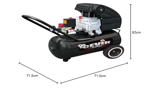 CEVIK PRO - CA-PRO50 - Compresor Aire Portatil Monoblock - 73 dB - 50 litros - 2.5HP - Máx 8 Bar - 205 l/min - Con Aceite - Dos Salidas Aire - Compacto y Portátil - Compresor de Pintura y Neumática