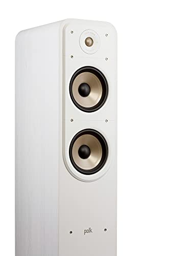 Polk Audio Signature Elite ES55 - Altavoz de Torre con Certificado de de Alta resolución y Dolby Atmos y DTS: Compatible con X, Tweeter de 1 Pulgada y (2) Woofers de 6,5 Pulgadas, Color Blanco
